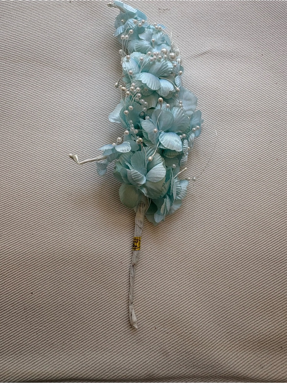 Delicate Light Blue Floral Hair Vine with Pearl Sprays